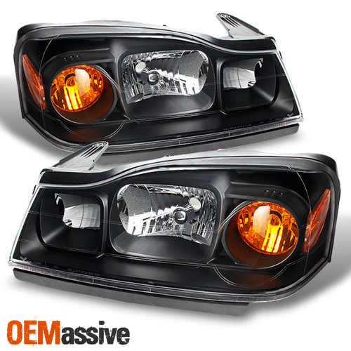 Fit 2006-2007 Saturn VUE Black Bezel Headlights Headlamps Pair Left + Right