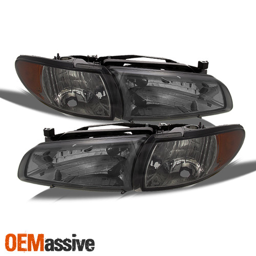 Fit 1997-2003 Grand Prix Smoked Headlights Replacement w/Corner Signal Lights
