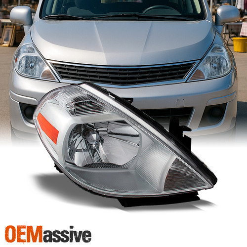 Fits 07-12 Versa Amber Chrome Clear Headlights Passenger/Right Side Replacement