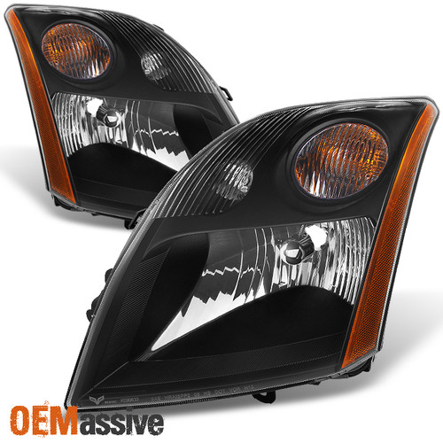 Fits 07-09 Sentra Black Bezel Headlights Lamps Replacement Left+Right 2007-2009