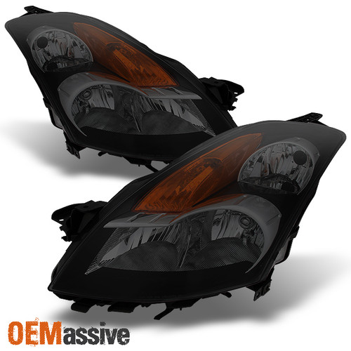 Fits 07-09 Altima Sedan Black Smoked Halogen Headlights Lights 2007 2008 2009