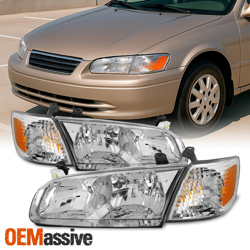 [OE Style]For 2000 2001 Toyota Camry Chrome Bezel Headlight Lamps Assembly