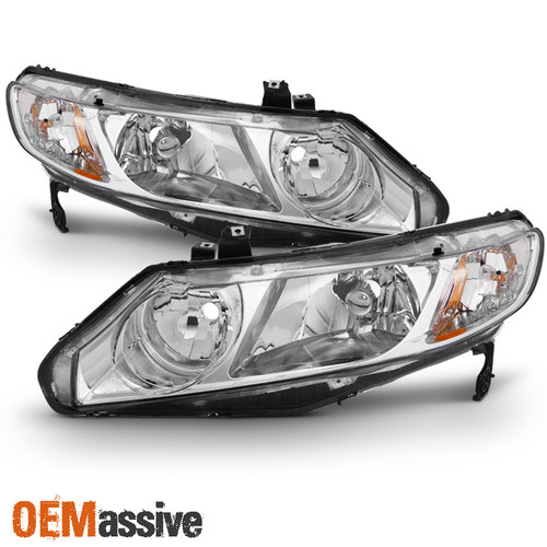 Fit 2006-2011 Honda Civic 4 Doors Sedan Left + Right Replacement Headlights Pair