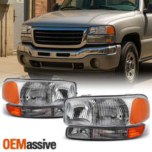 Fit 1999-2006 GMC Sierra 2000-2006 Yukon Headlights & Bumper lamps Lights 00-06