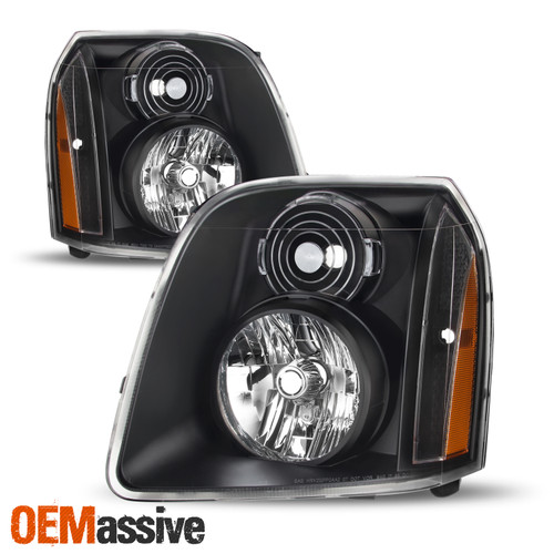 For 2007-2014 GMC Yukon/Yukon XL Denali Hybrid Amber OE Style Black Headlights
