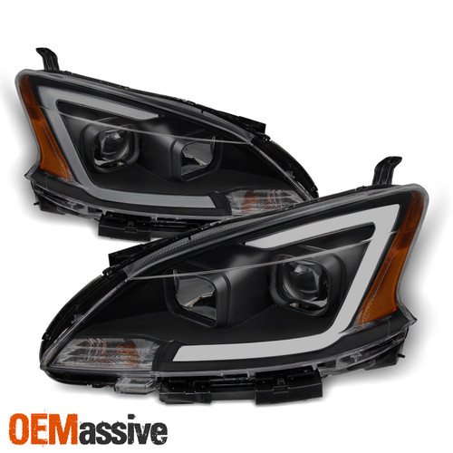 For Black Smoke 2013 2014 2015 Sentra LED Light Bar Projector Headlight Headlamp