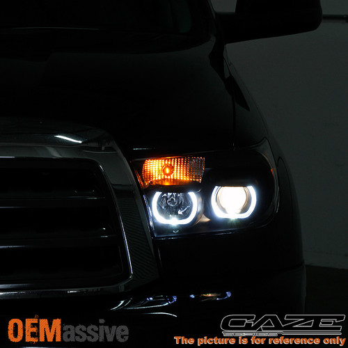 *GAZE* Fits 07-13 Tundra *GEN VI* Halo Projector SMD LED Black Smoke Headlights
