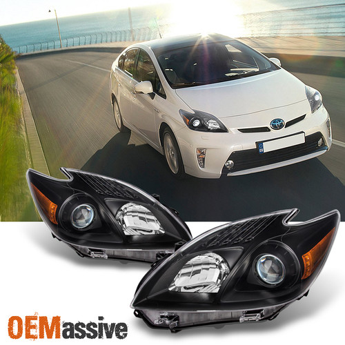 Fits 10-11 Toyota Prius Black Headlights Lights Lamps Left & Right 2010-2011