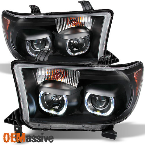 *GAZE* Fits 07-13 Tundra SMD Halo Projector Black Headlights Headlamps 2007-2013