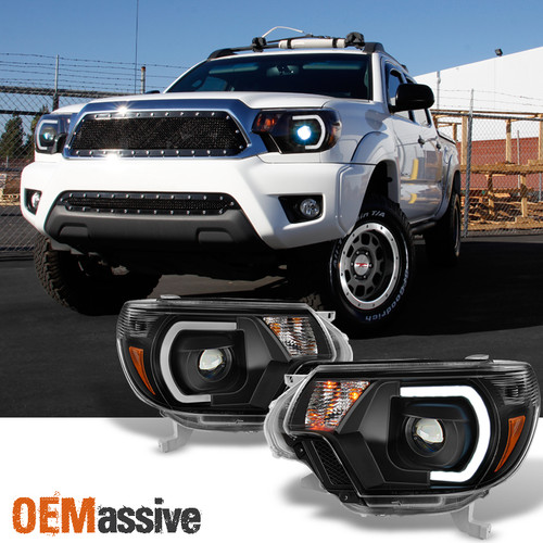 Fits 2012-2015 Tacoma Projector Headlights w/DRL Led Light bar Left+Right 12-15