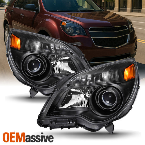Fit BLACK 2010-2015 Chevy Equinox LTZ LT LS Halogen Type Projector Headlights