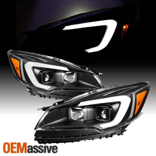 Fits 2013 2014 2015 2016 Ford Escape Light Bar Projector Headlights Pair - Black
