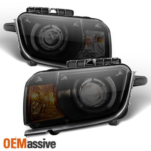 Fit Black Smoke 2010 2011 2012 2013 Chevy Camaro LED Projectoer Headlights