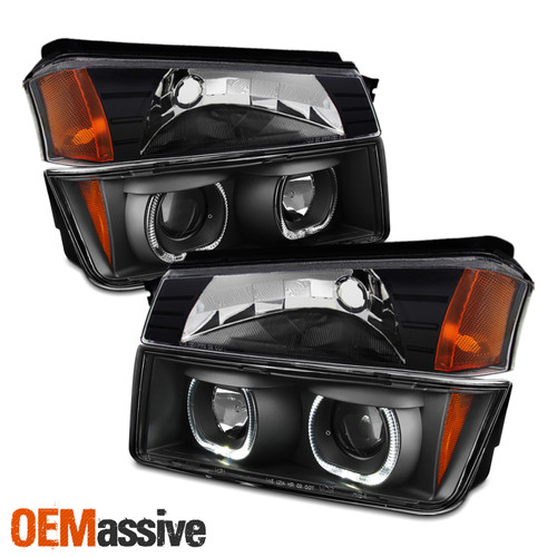 [4 PCS]For 02-06 Chevy Avalanche Dual Halo Projector Headlights + Corner Lights