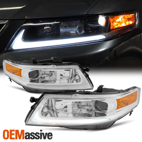 Fits 2004 2005 2006 2007 2008 Acura TSX LED Bar Projector Headlights Headlamps