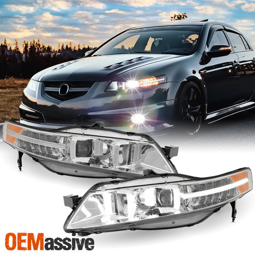 [Chrome] Fits 2004-2008 UA7 Acura TL LED Projector Headlights Headlamps
