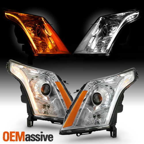 Fits 10-14 Cadillac SRX LED Switch-Back DRL Projector Headlights Chrome Assembly