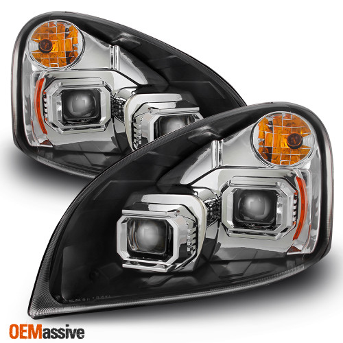 Fit 2008-2017 Freightliner Cascadia Chrome Dual Projector Headlights Replacement