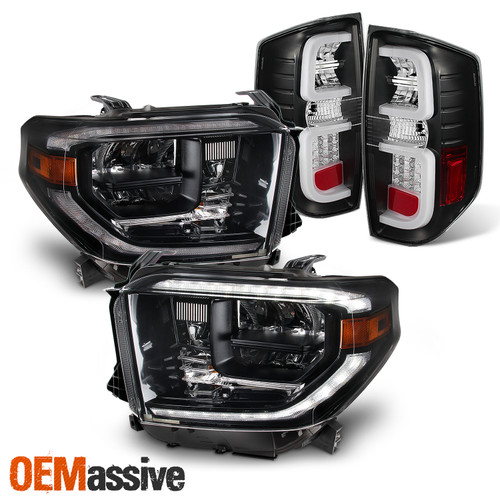 For 14-21 Tundra [W/ LED DRL] Full LED Headlight Assemblies+Black LED Tail Lamp
