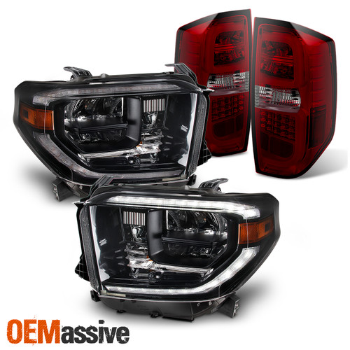 For 14-17 Tundra [NON LED DRL] Full LED Headlight Assemblies+Red Smoke Tail Lamp