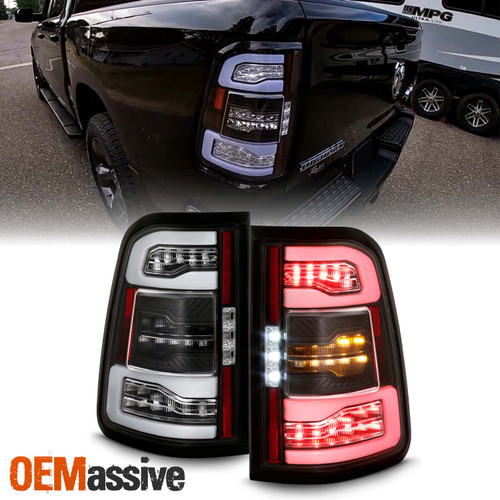 For 2019-2022 Ram 1500 [Halogen Type] LED Black Tail Lights w/ Seqential Signal