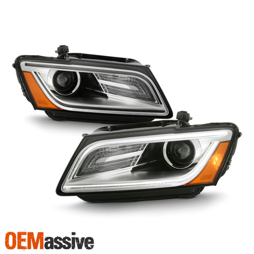 For 13-17 Audi Q5 OE Projector DRL LED Headlights Pair Chrome Housing [HID AFS]