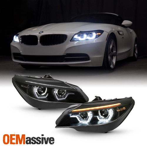 For 09-13 BMW Z4 HID/Xenon AFS Projector Black Headlights LED Sequential Signal