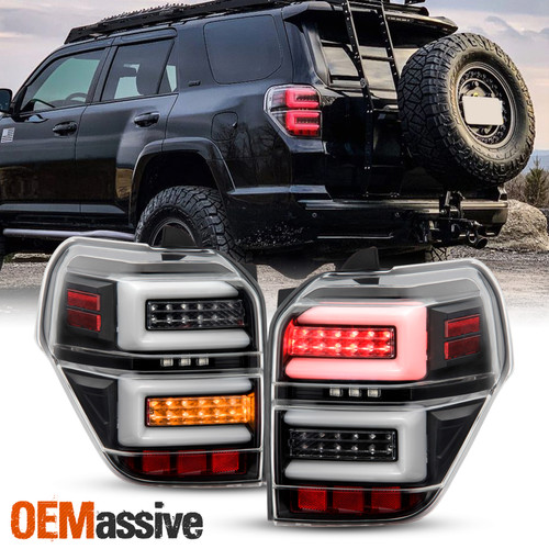 For 10-21 Toyota 4Runner LED Tube Running Black Tail Lights w/ Sequential Signal