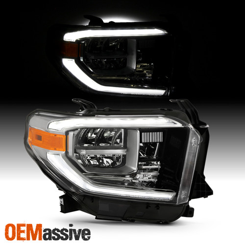 For 2018-2020 Toyota Tundra Pickup Tube Bar LED Smoked Chrome Headlamp Passenger