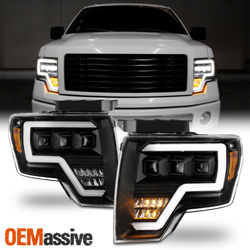 For 2009-2014 Ford F150 Triple Projector Full Led Headlights lights Left + RIght