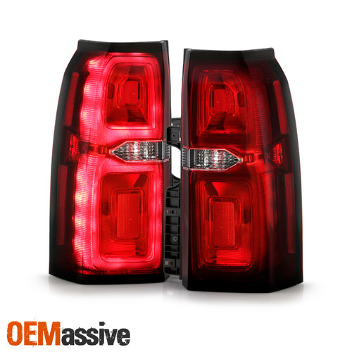 For 2015-2020 Chevy Suburban Tahoe LED Running Chrome Red Tail Lights Outer Pair