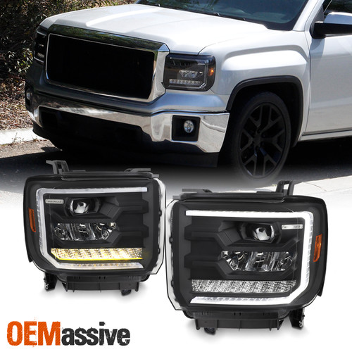 For 2014-2018 GMC Sierra FULL LED Headlights w/Sequential Turn Signal light 14-18