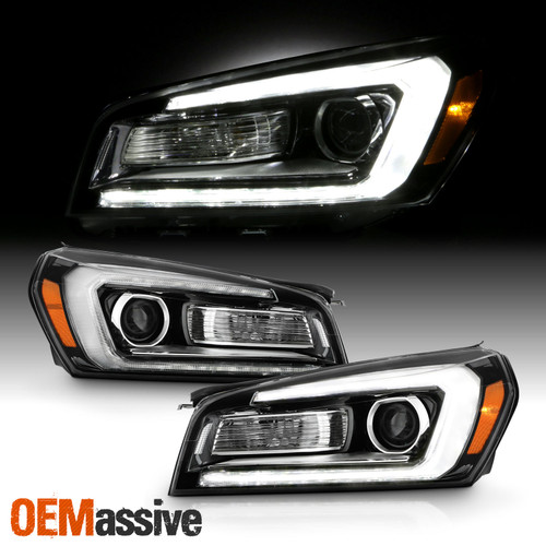 For 2013-2016 GMC Acadia HID/Xenon [LED Tube] Projector Black Headlight Pair L+R