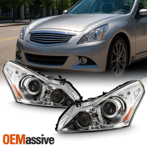 For 2010-2013 G37 / 11-12 G25 4Door [HID/Xenon] Projector Chrome Headlights Pair