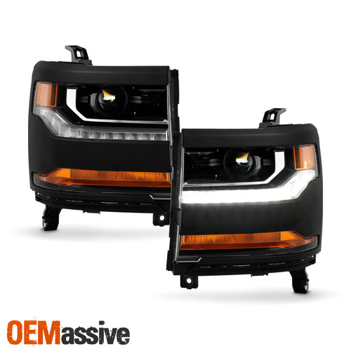 For 2016-2018 Chevy Silverado 1500 [HID/Xenon] Projector Black Headlights Pair