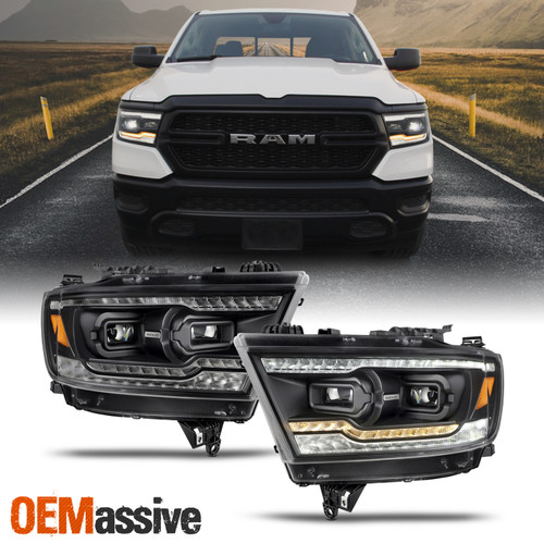 Fit 2019-2024 RAM 1500 Full-LED Headlights w/Sequential Signal Light Lamps 19-23