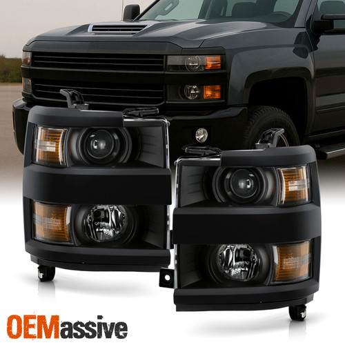 For 15-19 Chevy Silverado 2500HD 3500HD Black OE Style Headlights Replacement