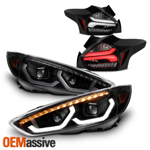 For 2015-2017 Ford Focus Hatchback Full LED Projector Headlights + Tail Lights