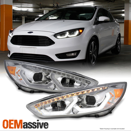 For 2015-2018 Ford Focus Full LED Projector Headlights Light w/Sequential Tube