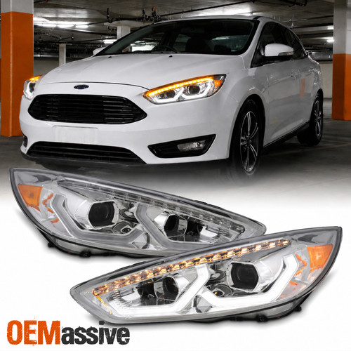 For 2015-2018 Ford Focus Full LED Projector Headlights Light w/Sequential Tube