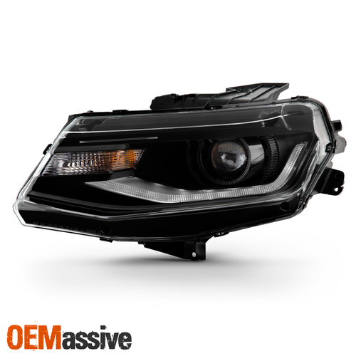 For 16-18 Chevy Camaro LED Tube Running HID/Xenon Black Projector Headlight Left