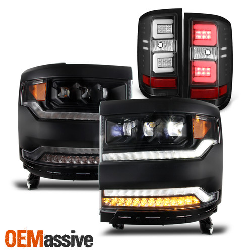 For 2016-2018 Chevy Silverado Full LED Premium Projector Headlights + Tail Light