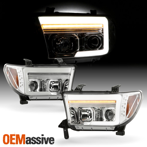 For Toyota 07-09 Tundra/08-10 Sequoia Headlights w/ Projector+Sequential LED