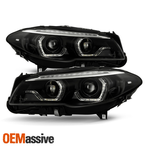 For 11-13 BMW 5 F10 HID w/AFS LED Sequential Signal Projector Black Headlights