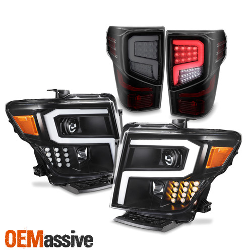 For 2016-2021 Nissan Titan LED Tail Lights & Headlights Combo Assemblies - Black