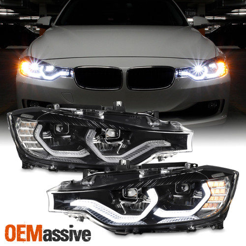 Fit 2012-2015 BMW F30 3-Series 4DR FULL LED Headlights W/U-Halo DRL Left+Right
