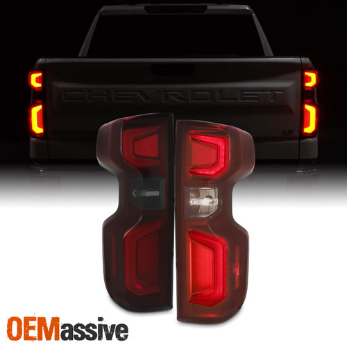 For 19-22 Chevy Silverado 1500 [Incandescent Type] LED Tube Dark Red Tail Lights