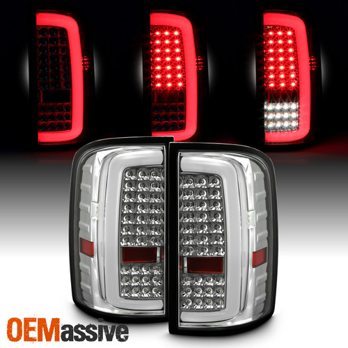 For 14-18 GMC Sierra 1500 15-19 2500HD/3500HD Full LED C-Tube Chrome Tail Lights