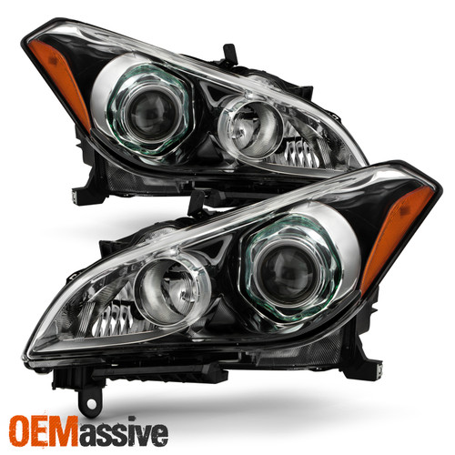 For 2011-2013 Infiniti M37 M56 HID Type w/o AFS Projector Black Headlights Pair