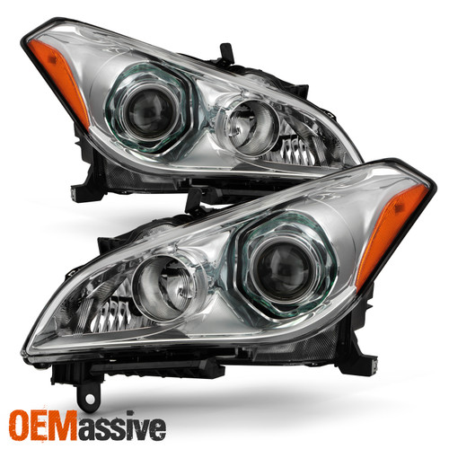 For 2011-2013 Infiniti M37 M56 HID Type w/o AFS Projector Chrome Headlights Pair